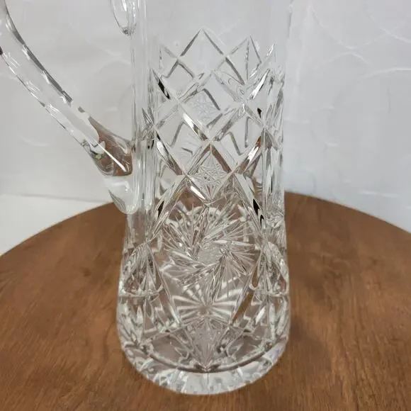 Vintage Antique American Brilliant Crystal Clear Cut Glass Pitcher 9.5" - Picture 6 of 10